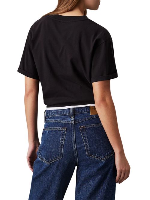 T-shirt nera in cotone Calvin Klein Jeans | J20J224798BEH